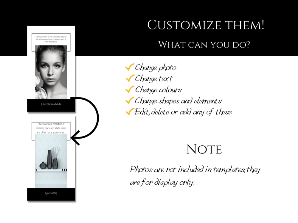 Minimalist Instagram Stories Black and White templates
