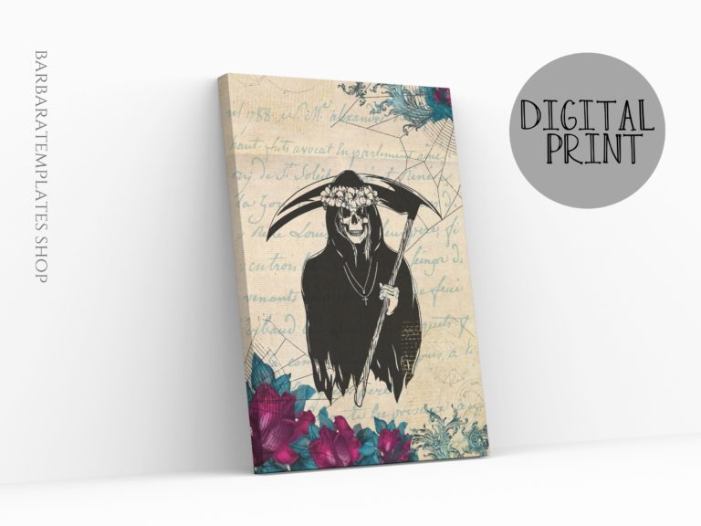 Goth woman reaper printable wall art