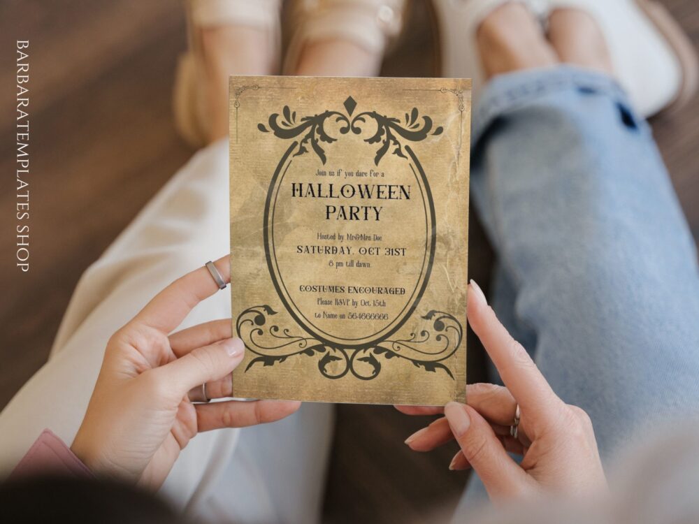 Retro Gothic Halloween Party Invitation