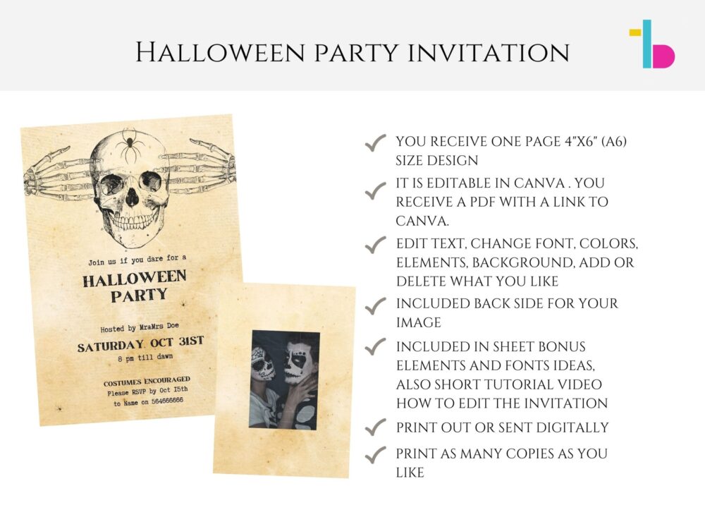 Human vintage skull electronic invitation