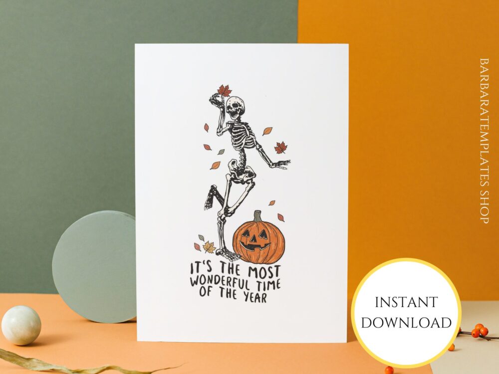 Skeleton Halloween printable Card