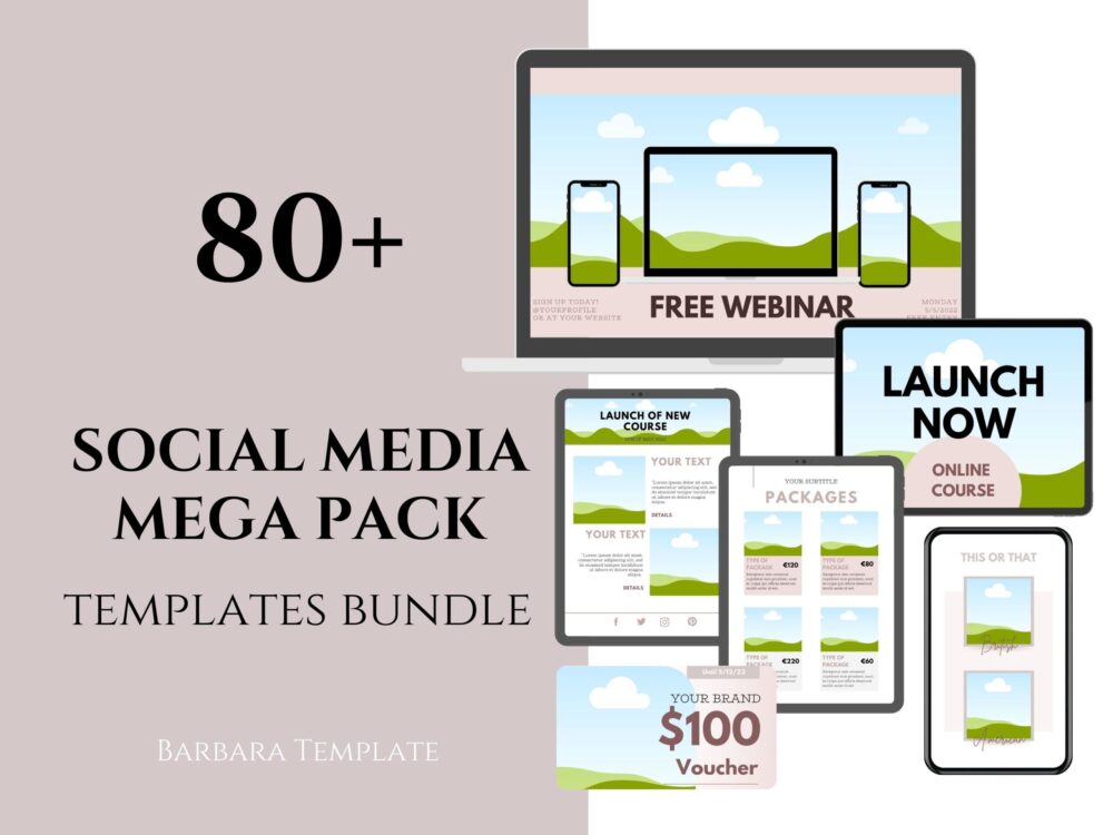 Social Media Mega Pack of 80 Templates for Online Business