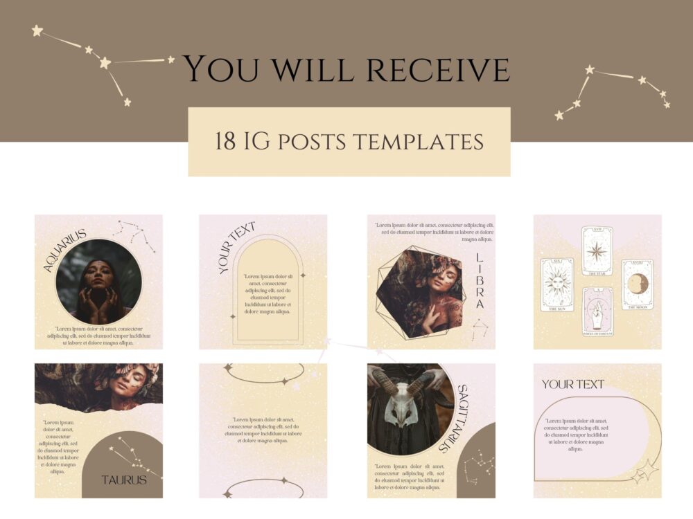 Zodiac Signs Spiritual Templates Bundle