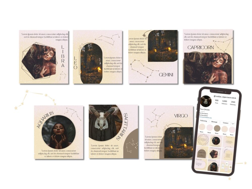 Zodiac Signs Spiritual Templates Bundle