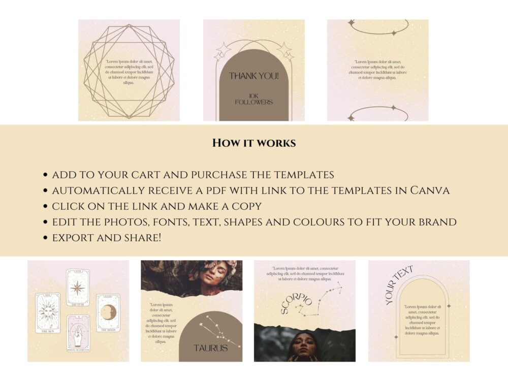 Zodiac Signs Spiritual Templates Bundle