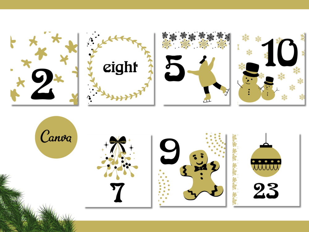 Black and Gold CHRISTMAS ADVENT CALENDAR Instagram Templates