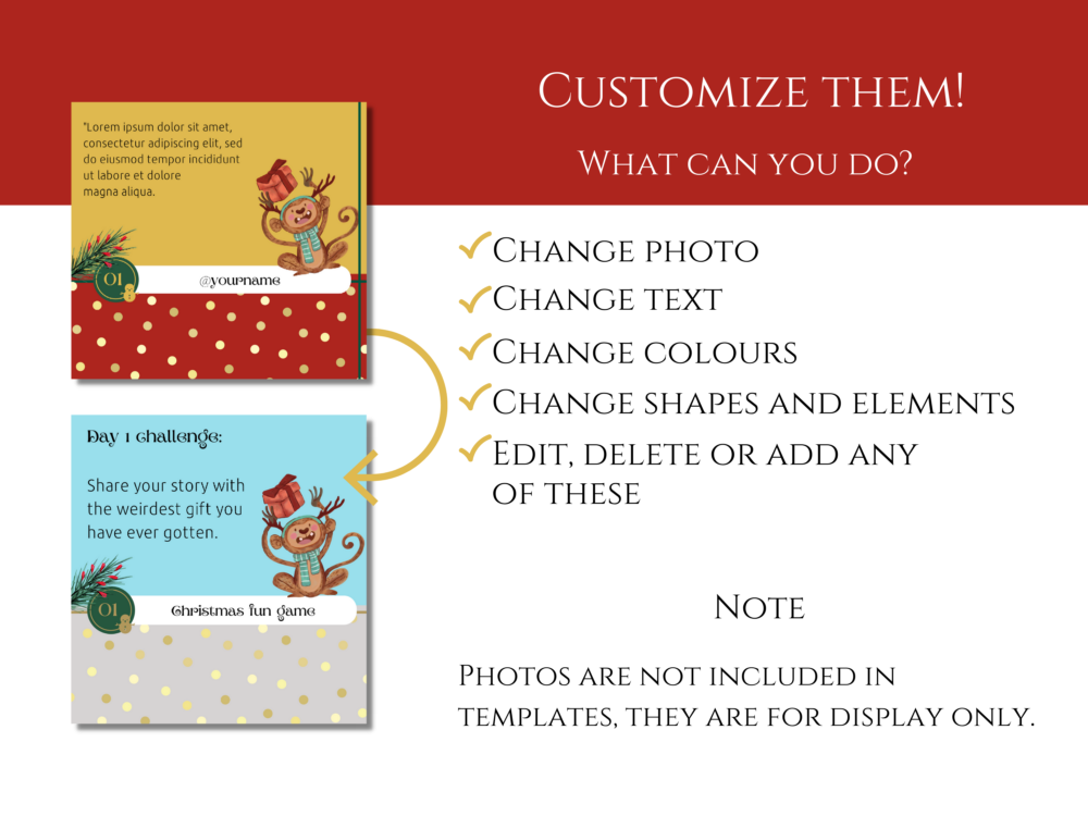 Christmas Advent Calendar template with Cute Animals