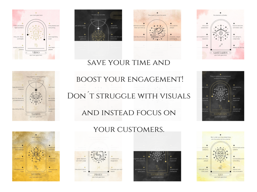 Zodiac Signs Cards Instagram Templates Bundle