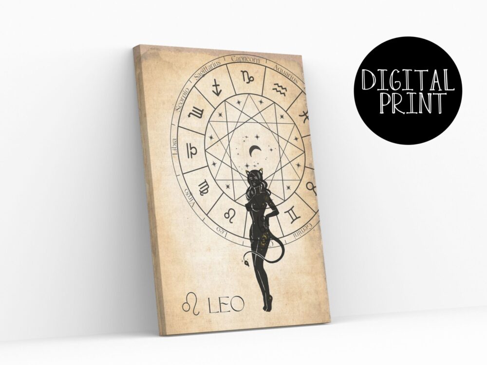 Leo Digital Print, Zodiac Star Signs Printable Wall Art