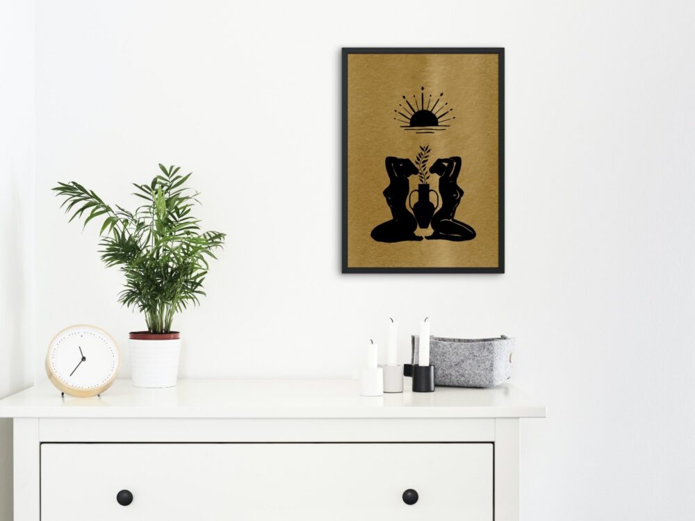 Gold and Black Aesthetic Printable Wall Art for Living Room