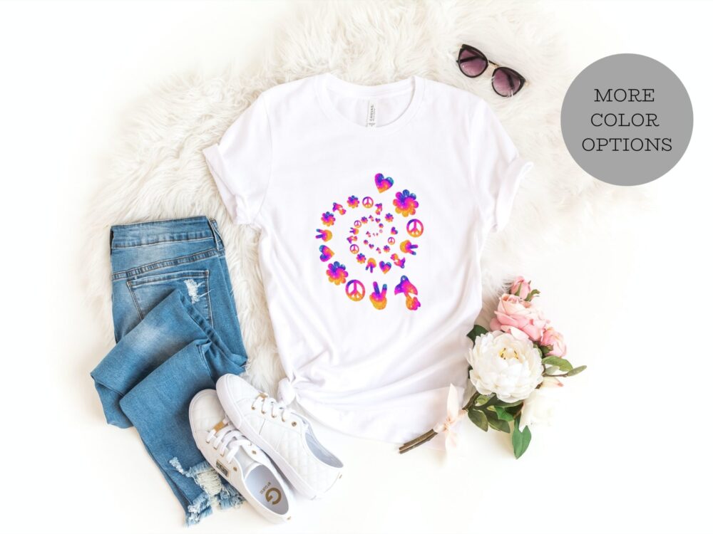 Peace and love neon graphic shirt