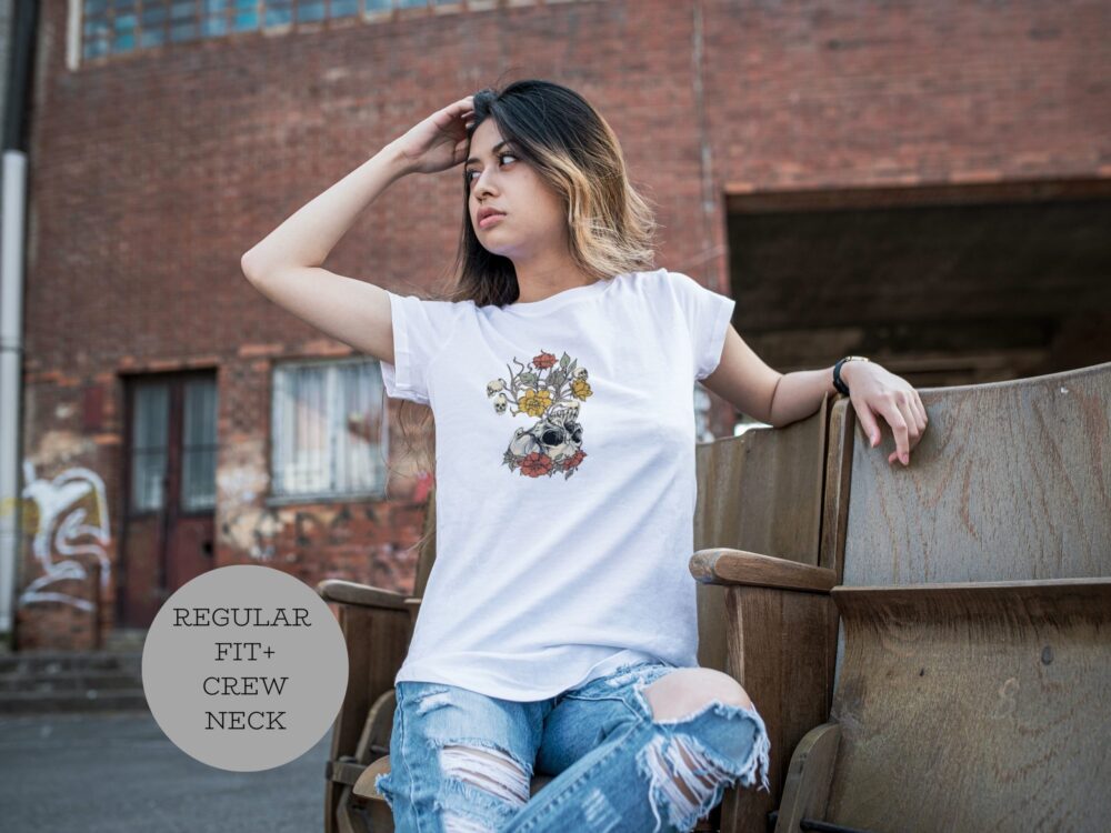 Vintage skull with flowers shirt