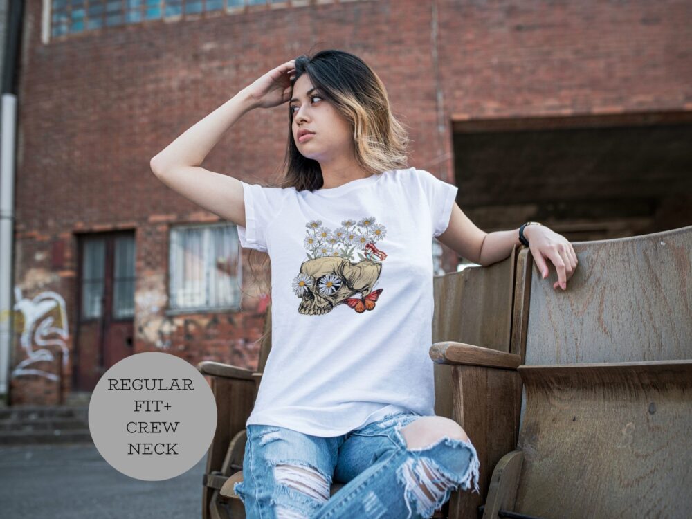 Retro skull with flowers shirt