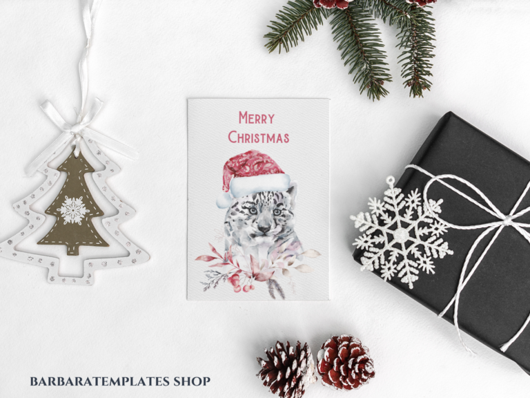 Watercolour Animals Printable Holiday Card