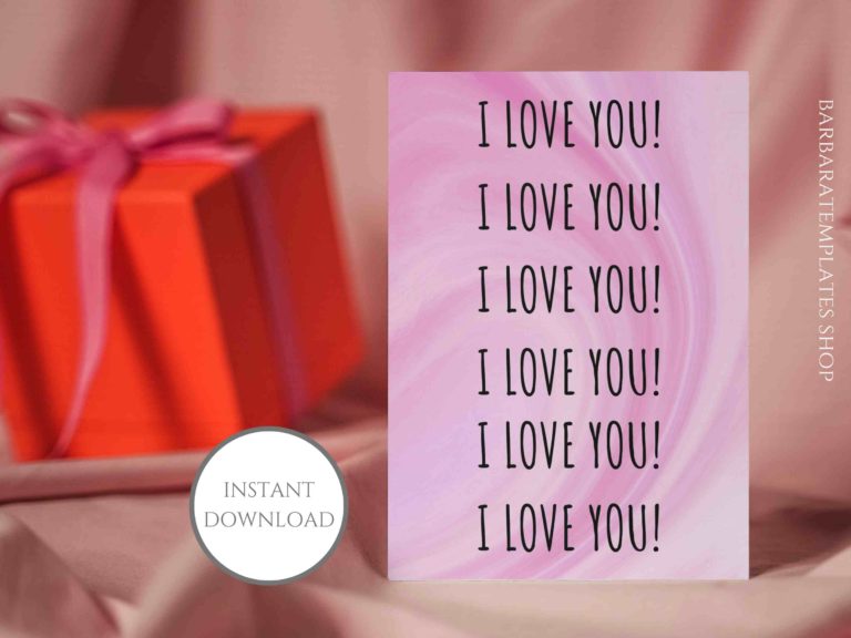 I Love You Pink Valentine Card