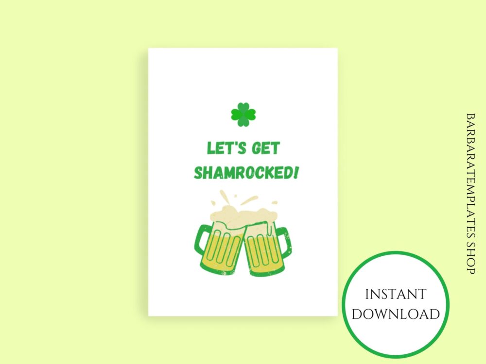 Lets Get Shamrocked St. Patricks Day Printable Card