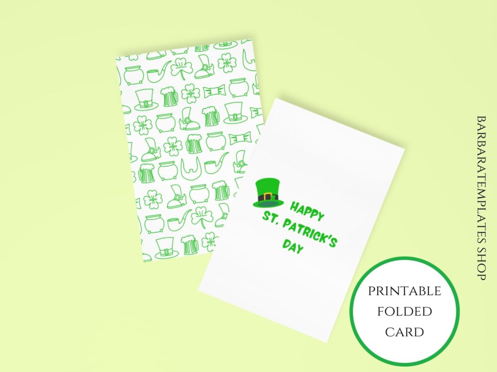 Happy St. Patricks Day Printable Folded Card, Instant Download