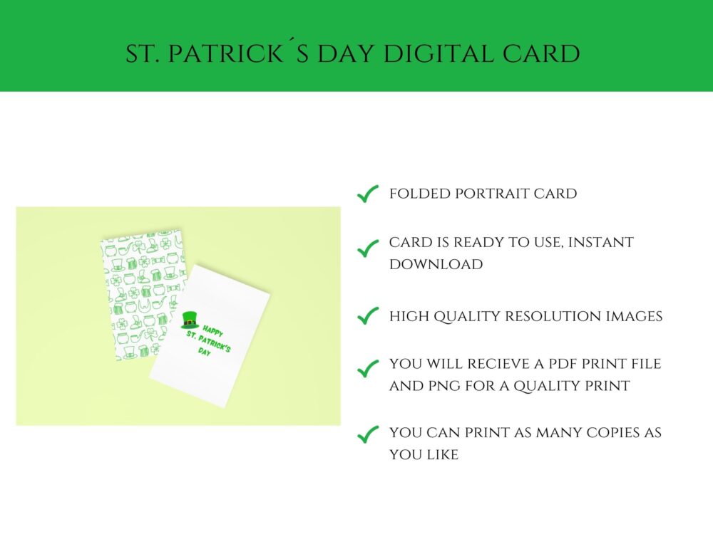 Happy St. Patricks Day Printable Folded Card, Instant Download