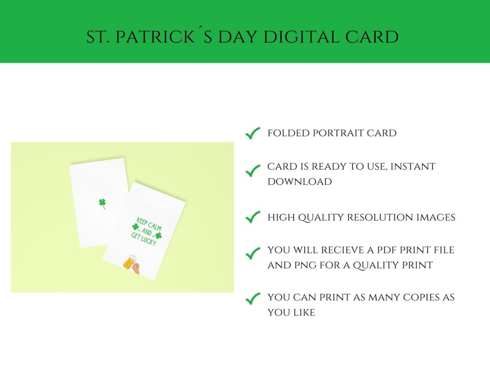 Keep Calm and Get Lucky St. Patricks Day Printable Card