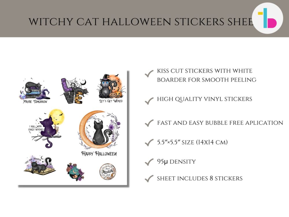 Cute witchy cat stickers