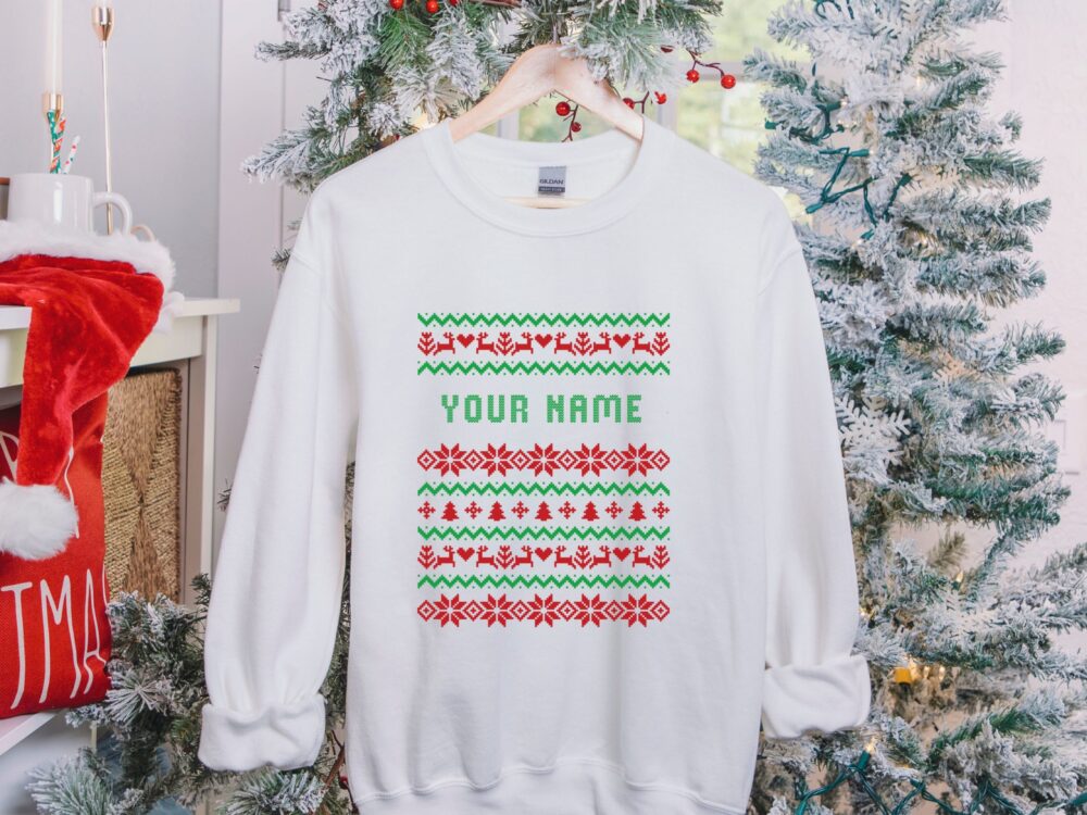 Ugly Christmas sweater personalized name gift