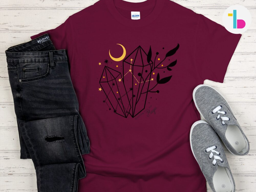 Magic crystals tshirt, Moon and Stars aesthetic mystical shirt