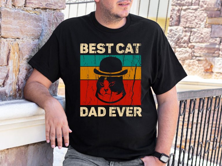 Best cat dad ever shirt, Mens retro tshirt, Cat lover gift