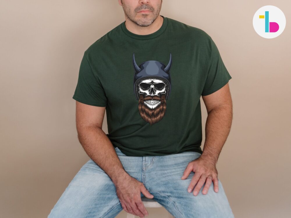 Human skull with helmet shirt