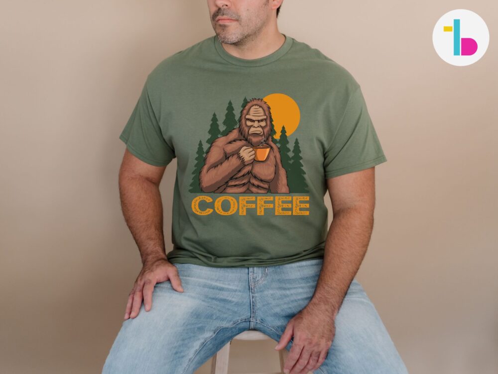 Bigfoot chilling and drinking coffee shirt, Coffee lover gift