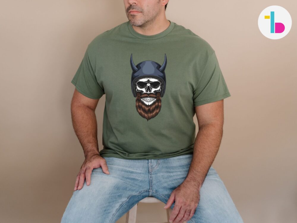 Human skull with helmet shirt