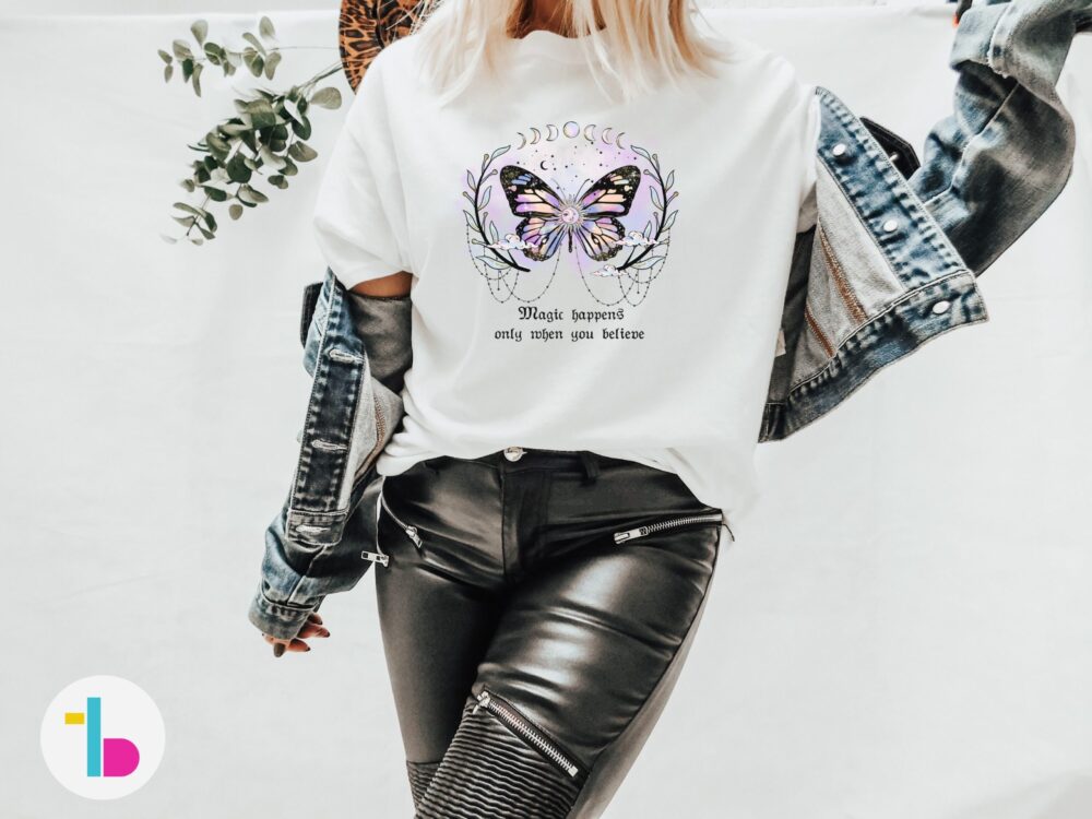 Mystical shirt with butterfly, Witchy shirt