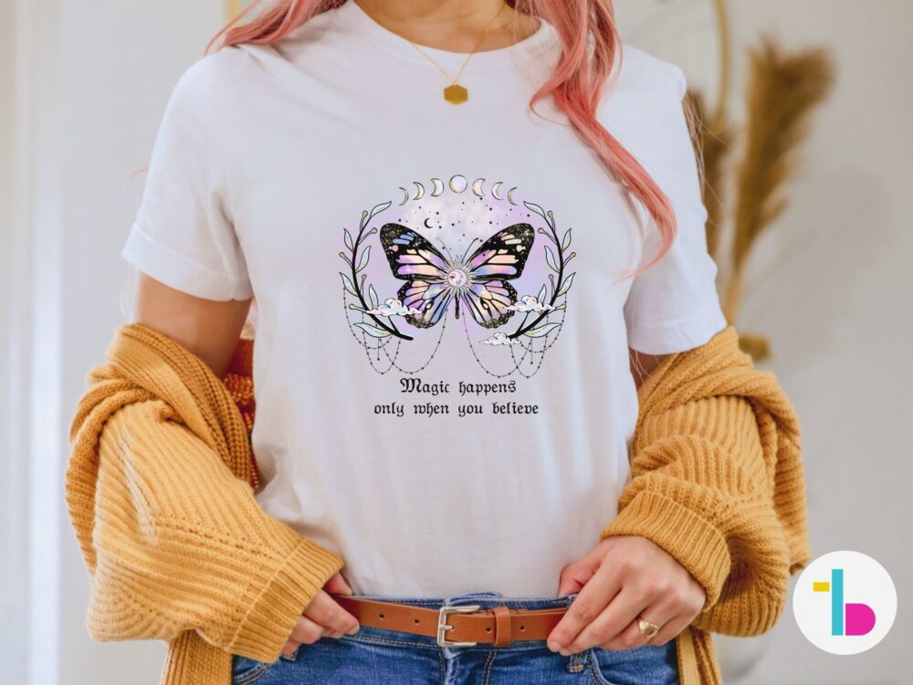 Mystical shirt with butterfly, Witchy shirt