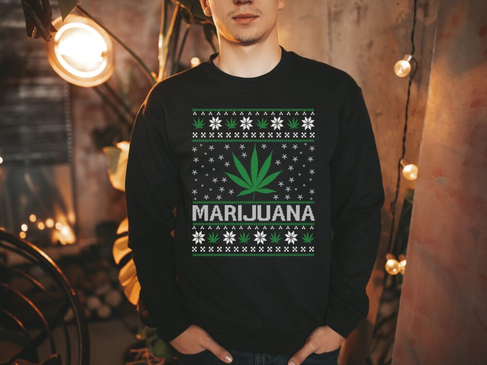 Marijuana ugly Christmas sweater, Smoker gifts