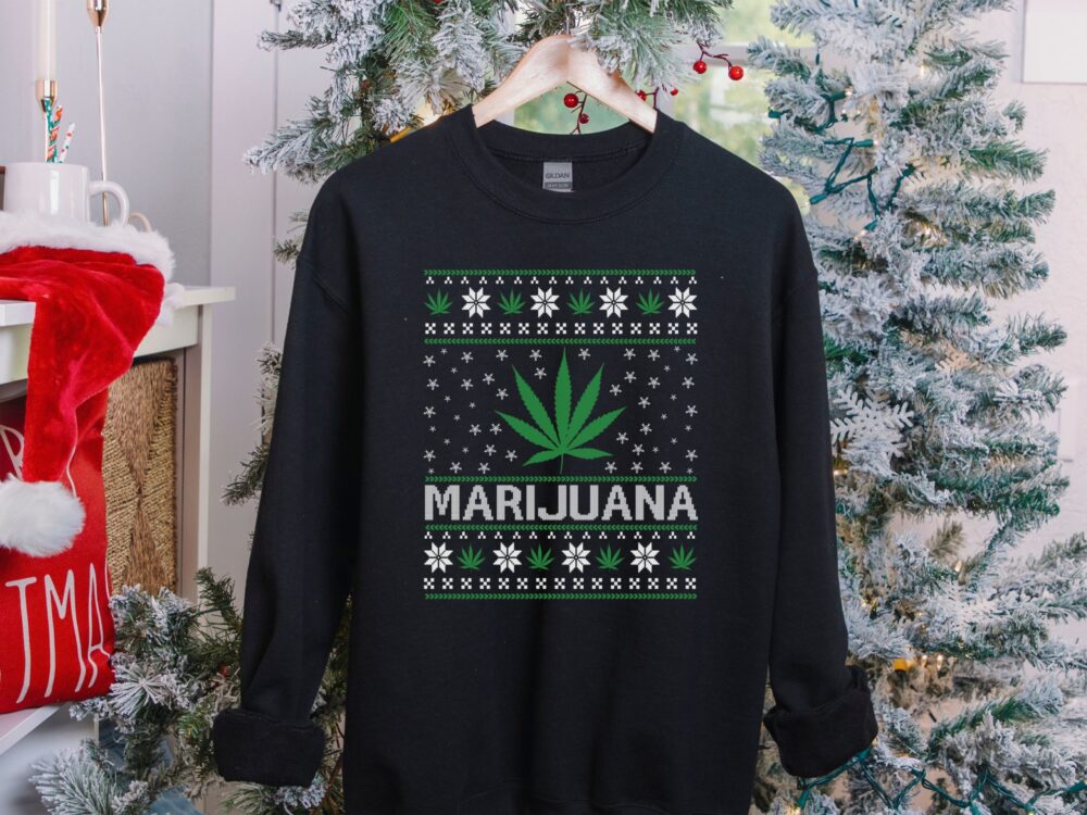 Marijuana ugly Christmas sweater, Smoker gifts