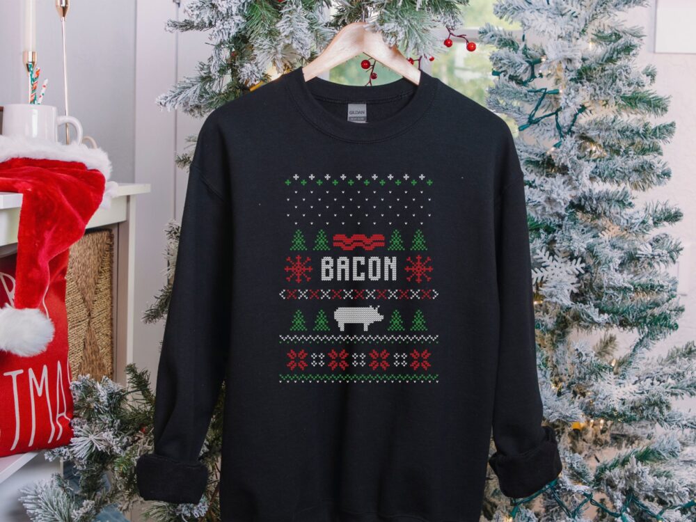 Bacon sarcastic ugly Christmas sweatshirt gift for men