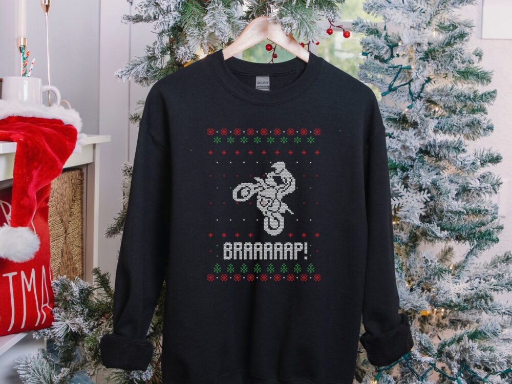 Motocross ugly Christmas sweatshirt, Motorcycle gifts