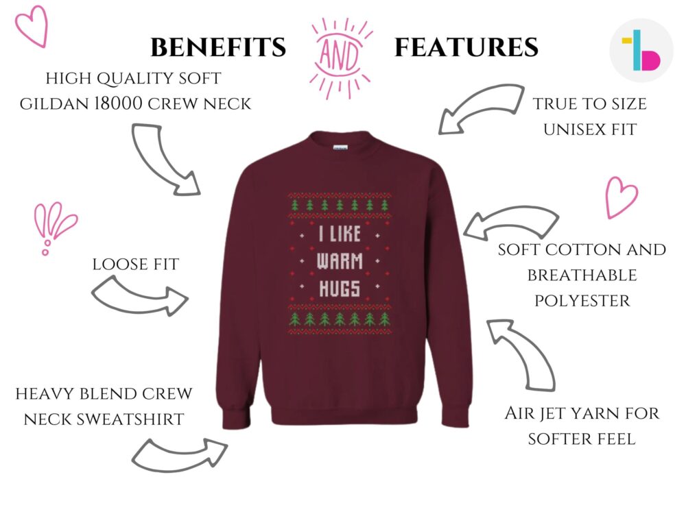 Funny Christmas sweatshirt, I like warm hugs sweater