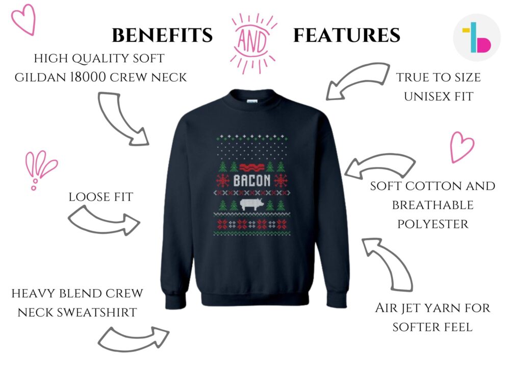 Bacon sarcastic ugly Christmas sweatshirt gift for men