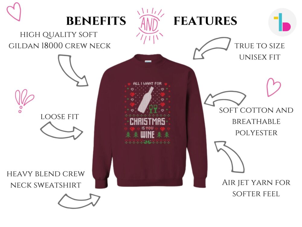 Wine sarcastic Christmas ugly sweater gift