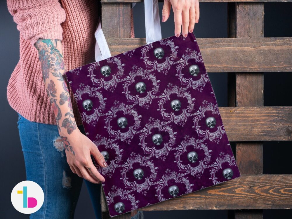 Purple Skull tote bag