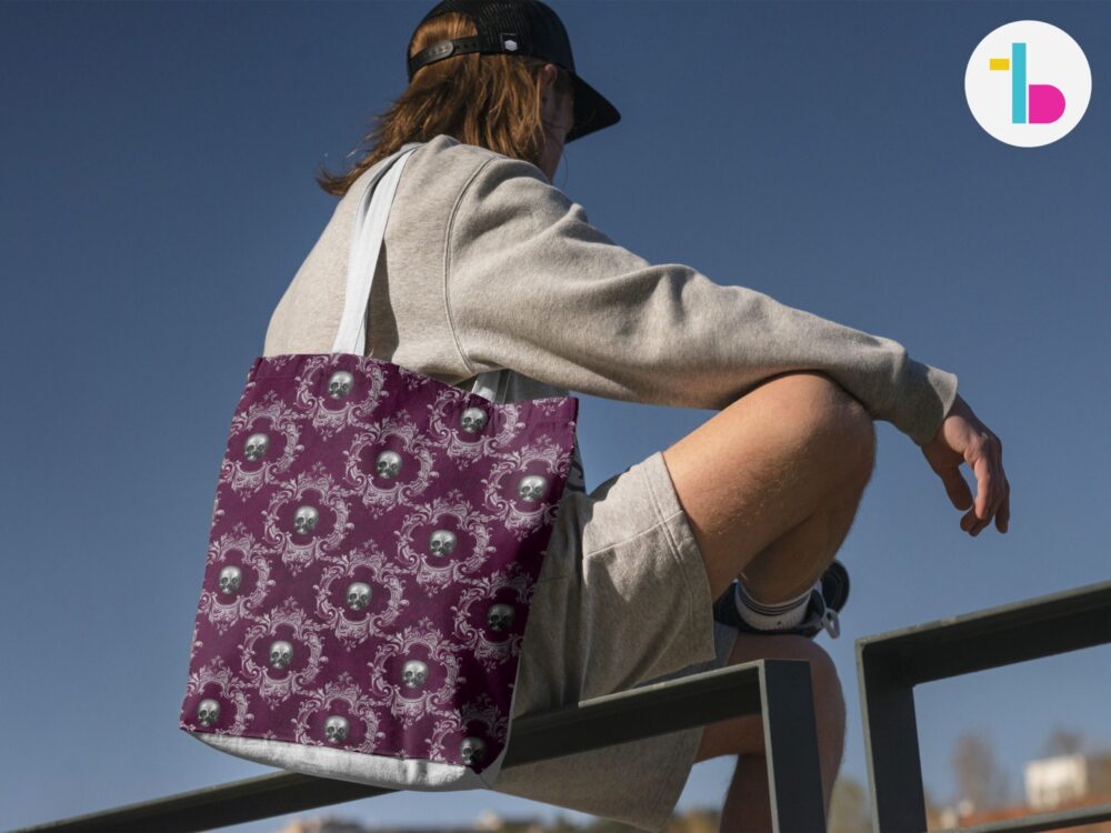 Purple Skull tote bag