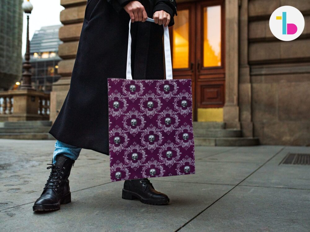 Purple Skull tote bag